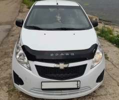 Дефлектор капота (мухобойка) Chevrolet Spark c 2010 г.в.(Шевролет Спарк) Вип Тюнинг